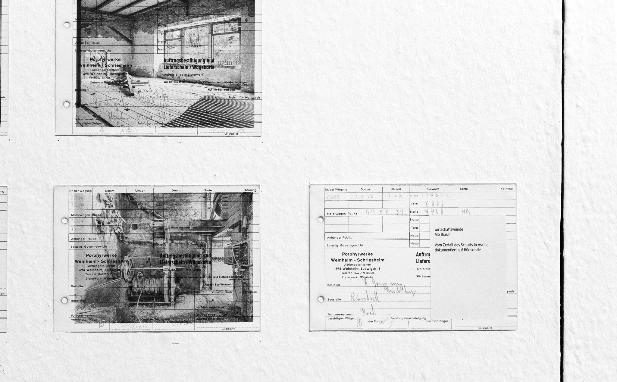 Printed photograph on factory document